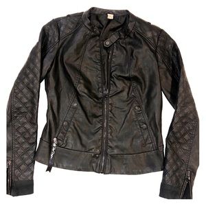 G-Star black leather jacket womans size small